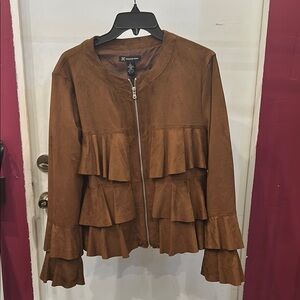 Brown Ruffled Women's Jacket